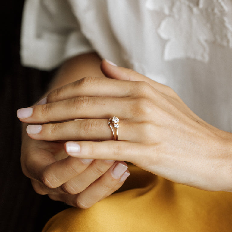 Three Round White Stone Engagement Ring