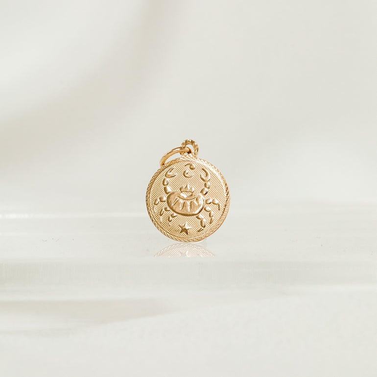 Vintage Cancer 14K Gold Zodiac Charm Curated Fine Vintage
