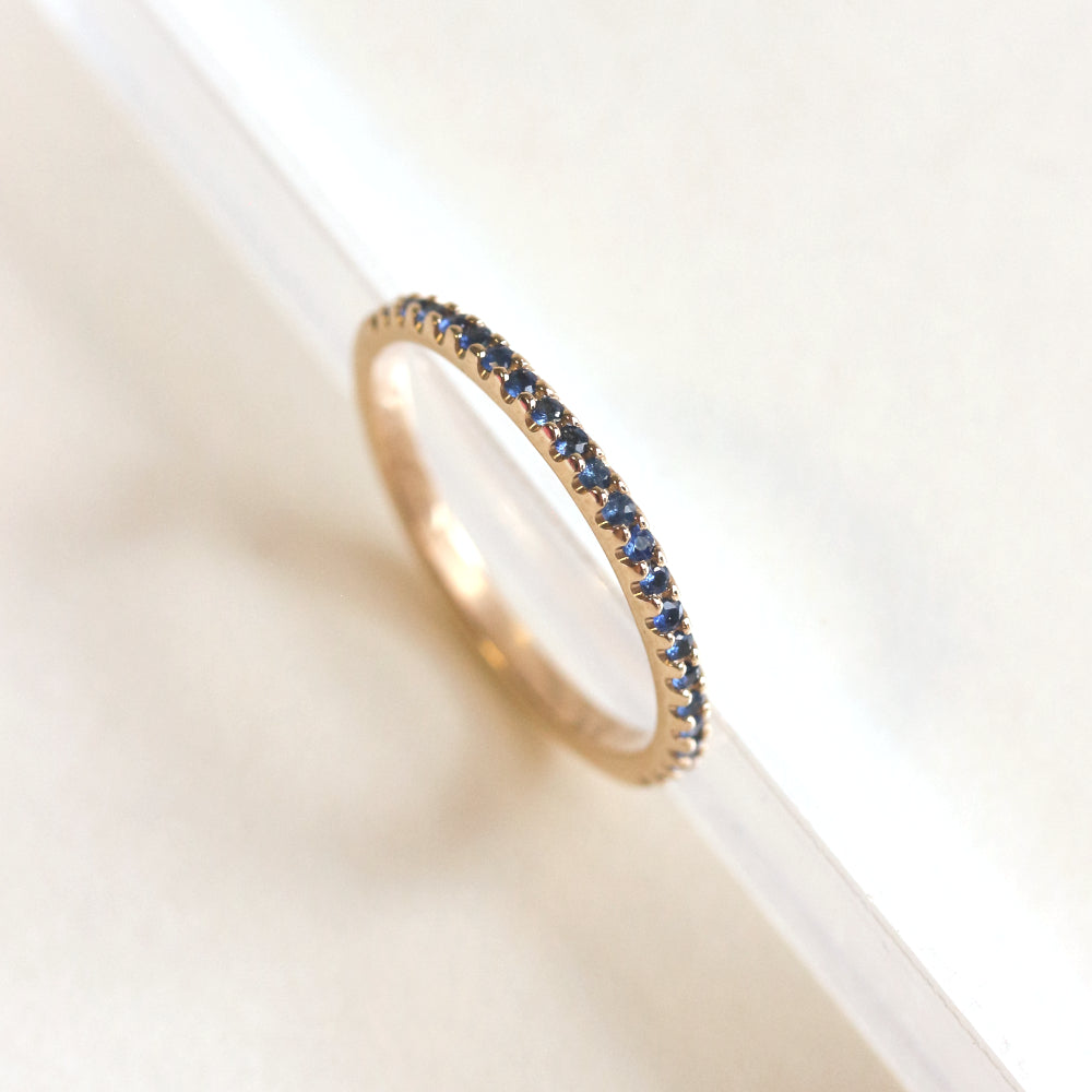 Blue Sapphire Half-Eternity Wedding Band