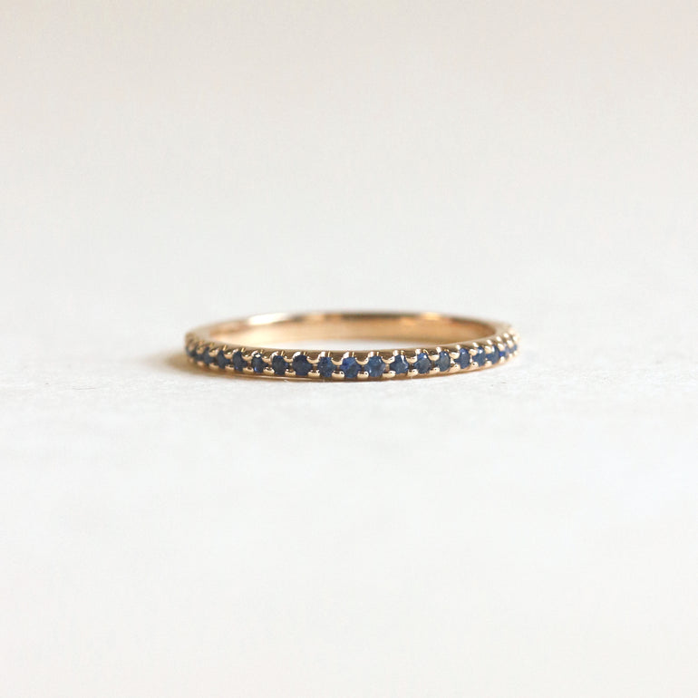 Blue Sapphire Half-Eternity Wedding Band