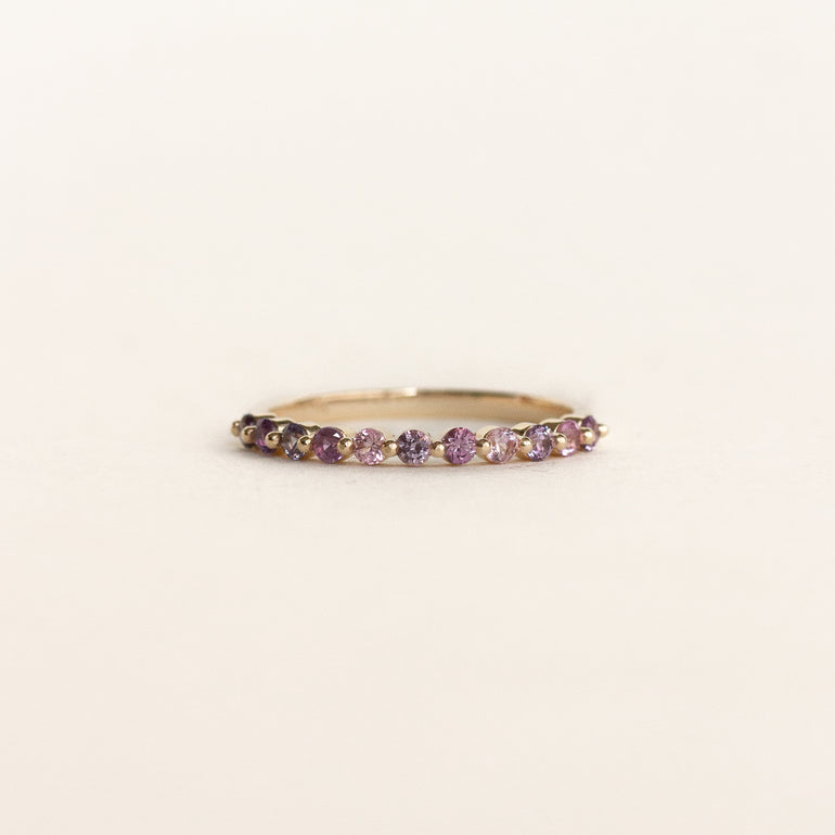 Pink Sapphire Half Eternity Wedding Band