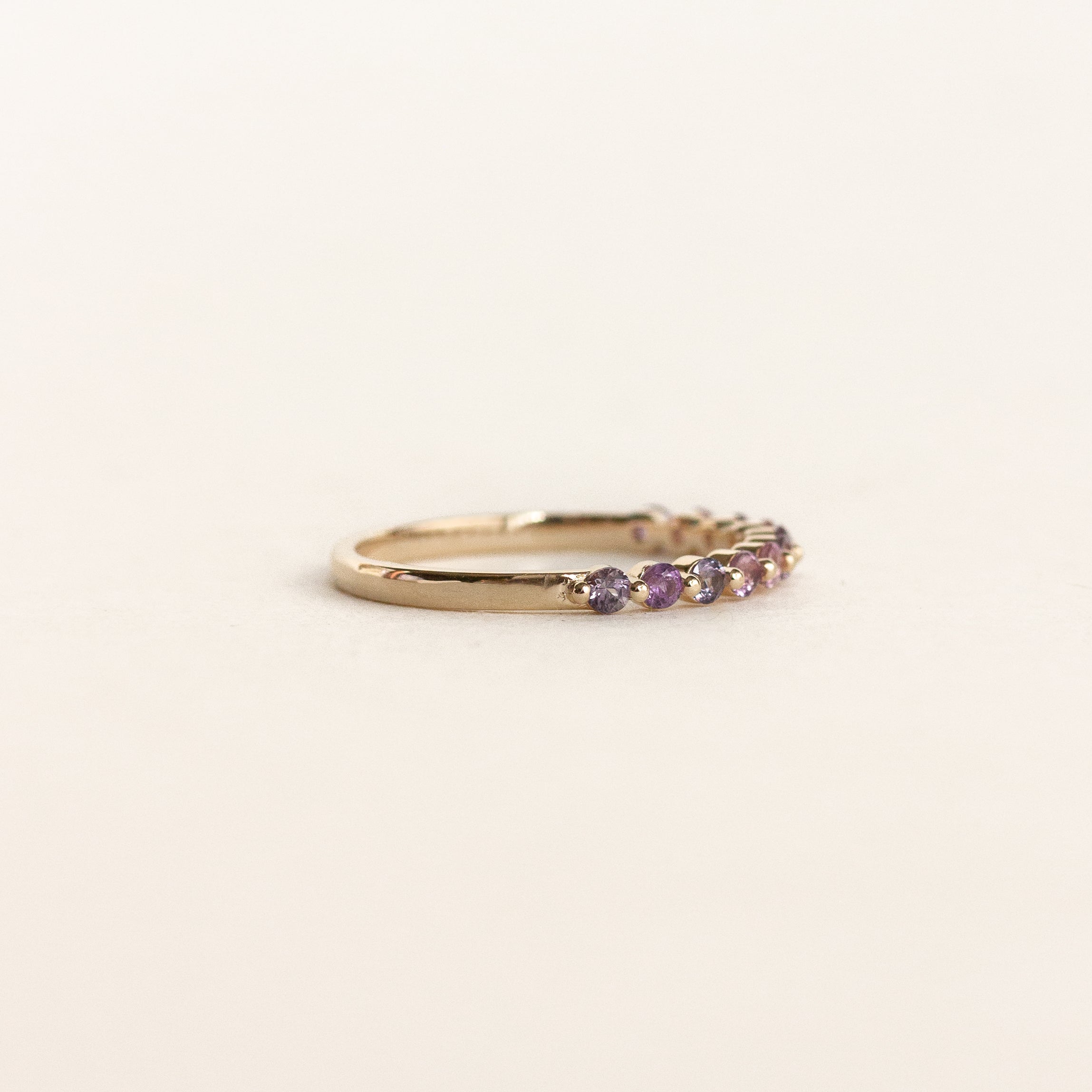 Pink Sapphire Half Eternity Wedding Band