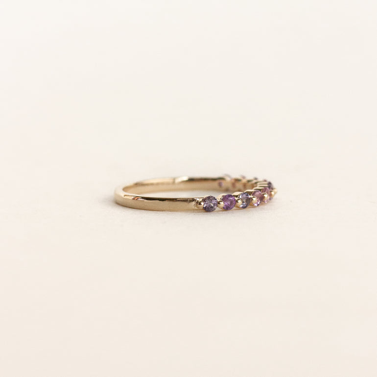 Pink Sapphire Half Eternity Wedding Band