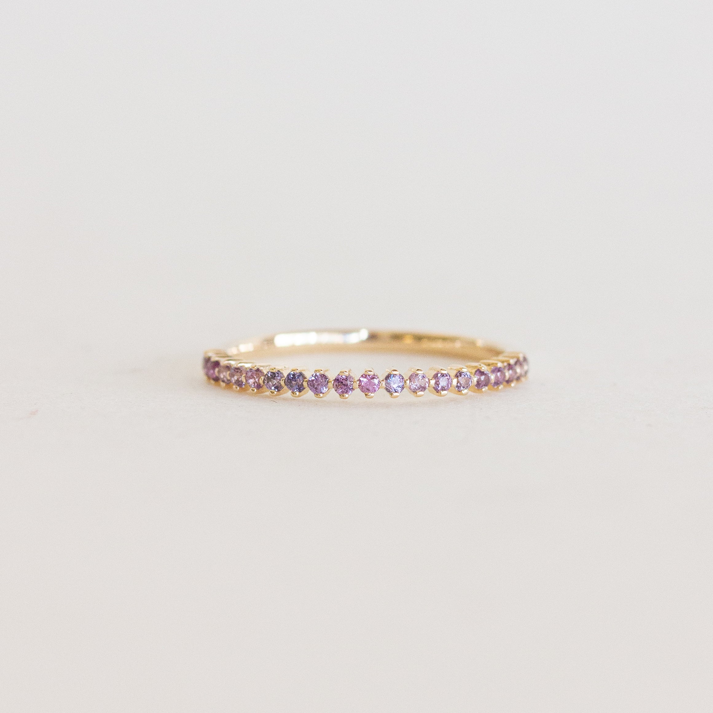 Compass Set Pink Sapphire Wedding Band