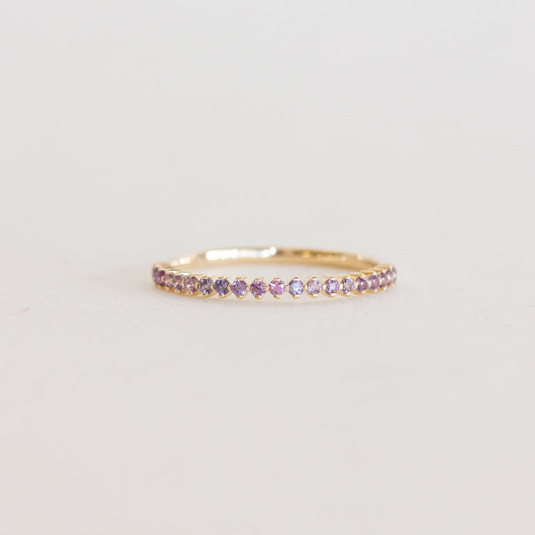 Compass Set Pink Sapphire Wedding Band