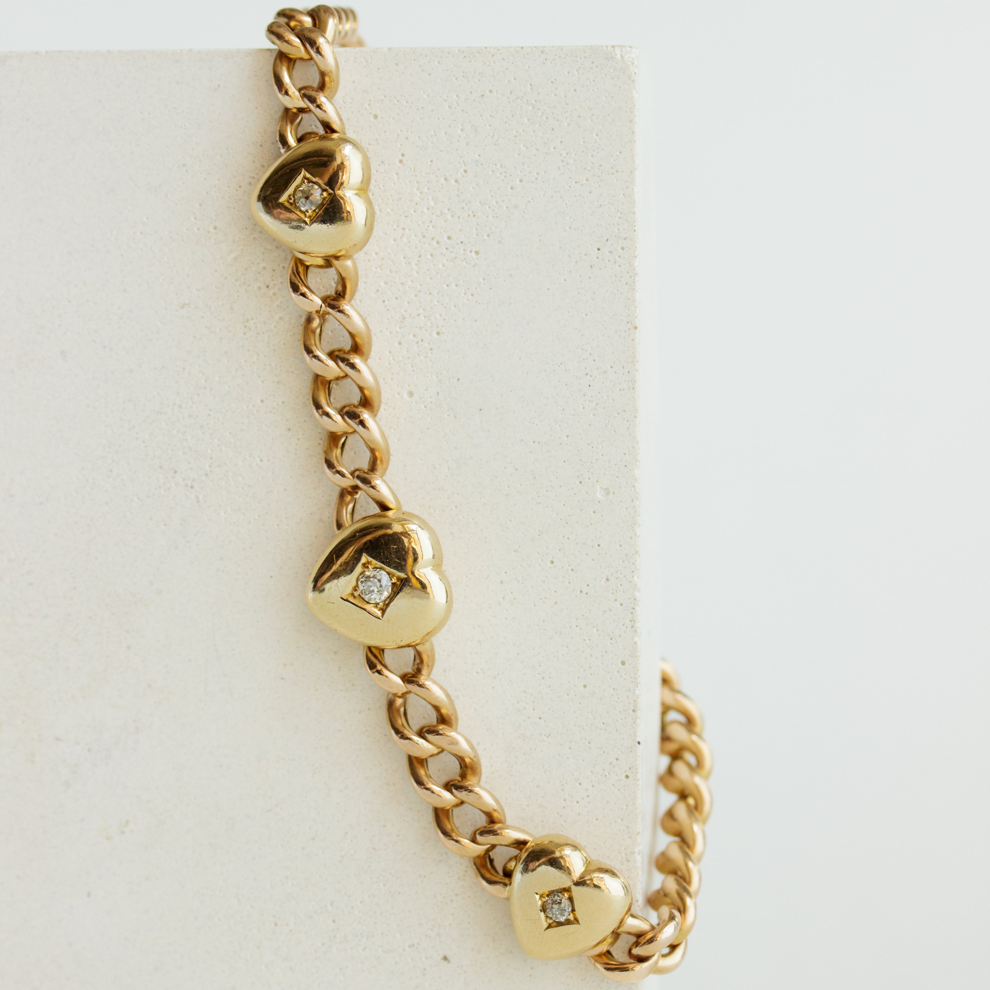 vintage chunky heart antique bracelet with diamonds