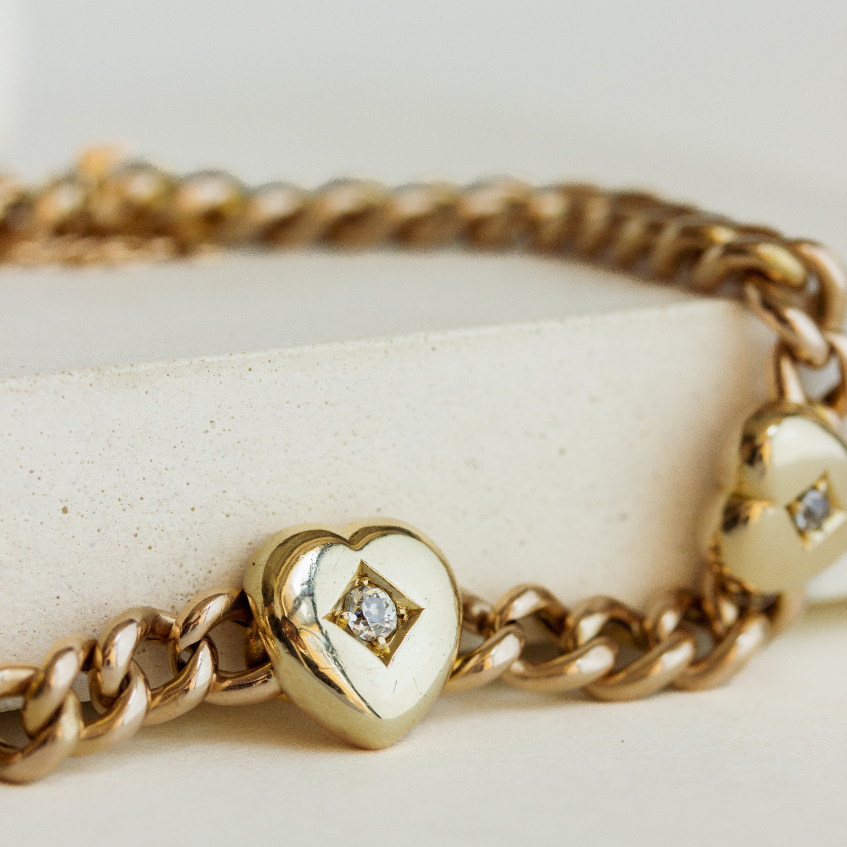 vintage chunky heart antique bracelet with diamonds