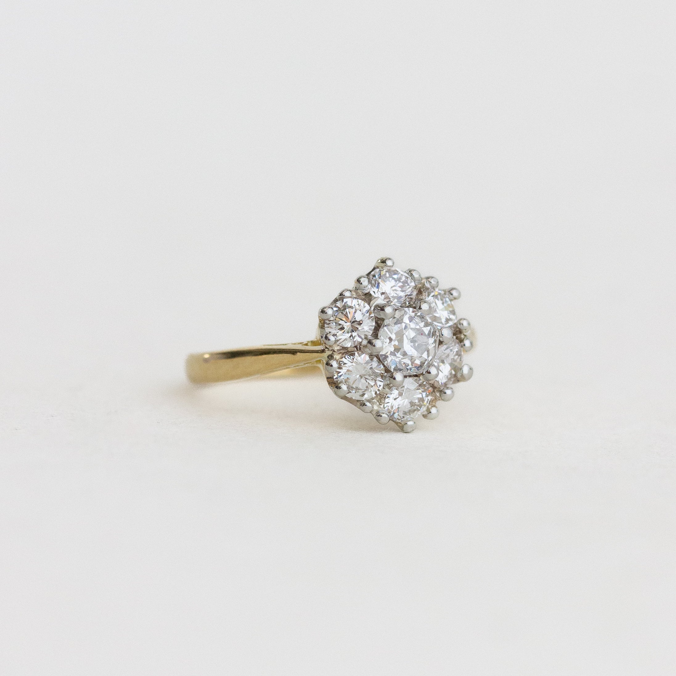 Vintage Round Diamond Cluster Engagement Ring