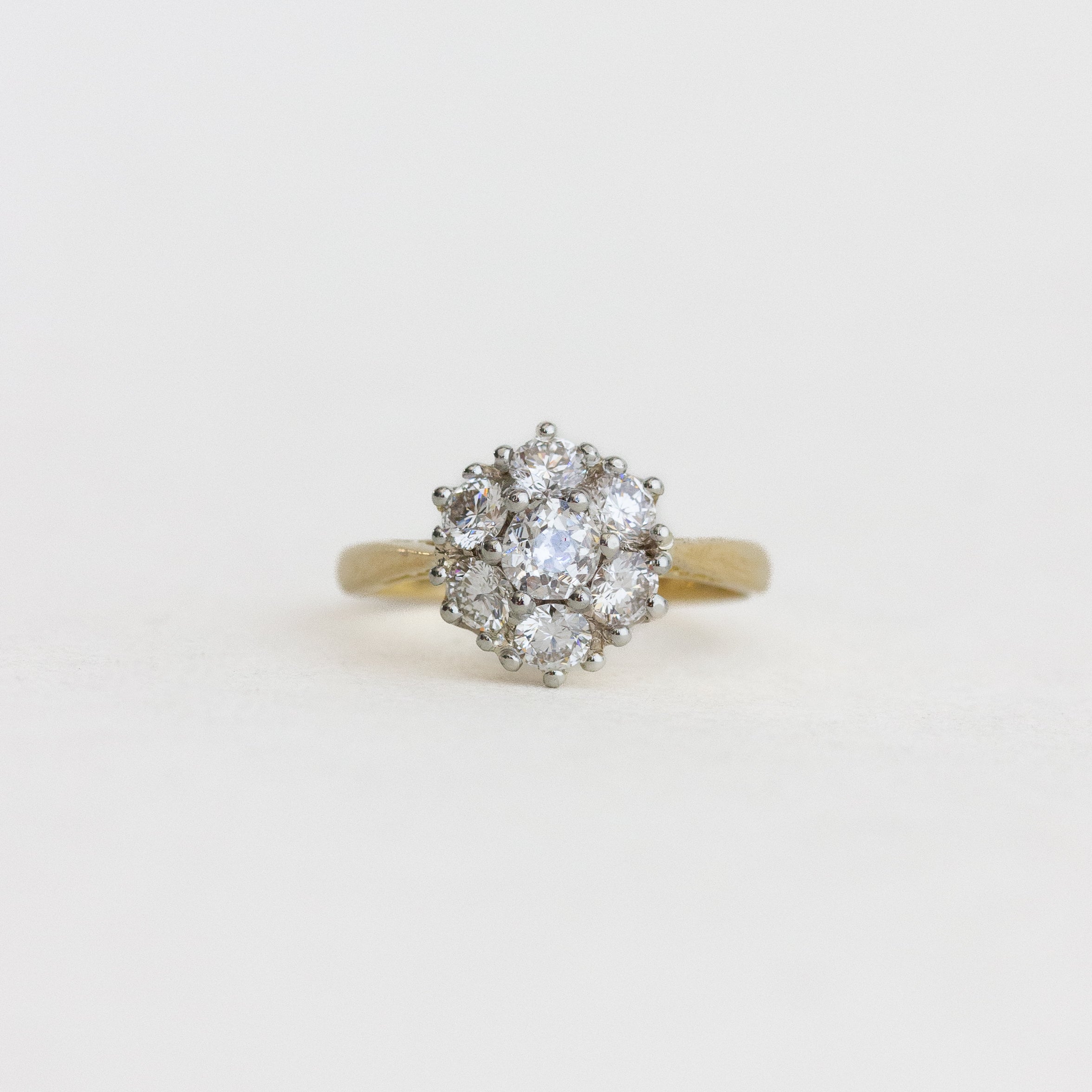Vintage Round Diamond Cluster Engagement Ring