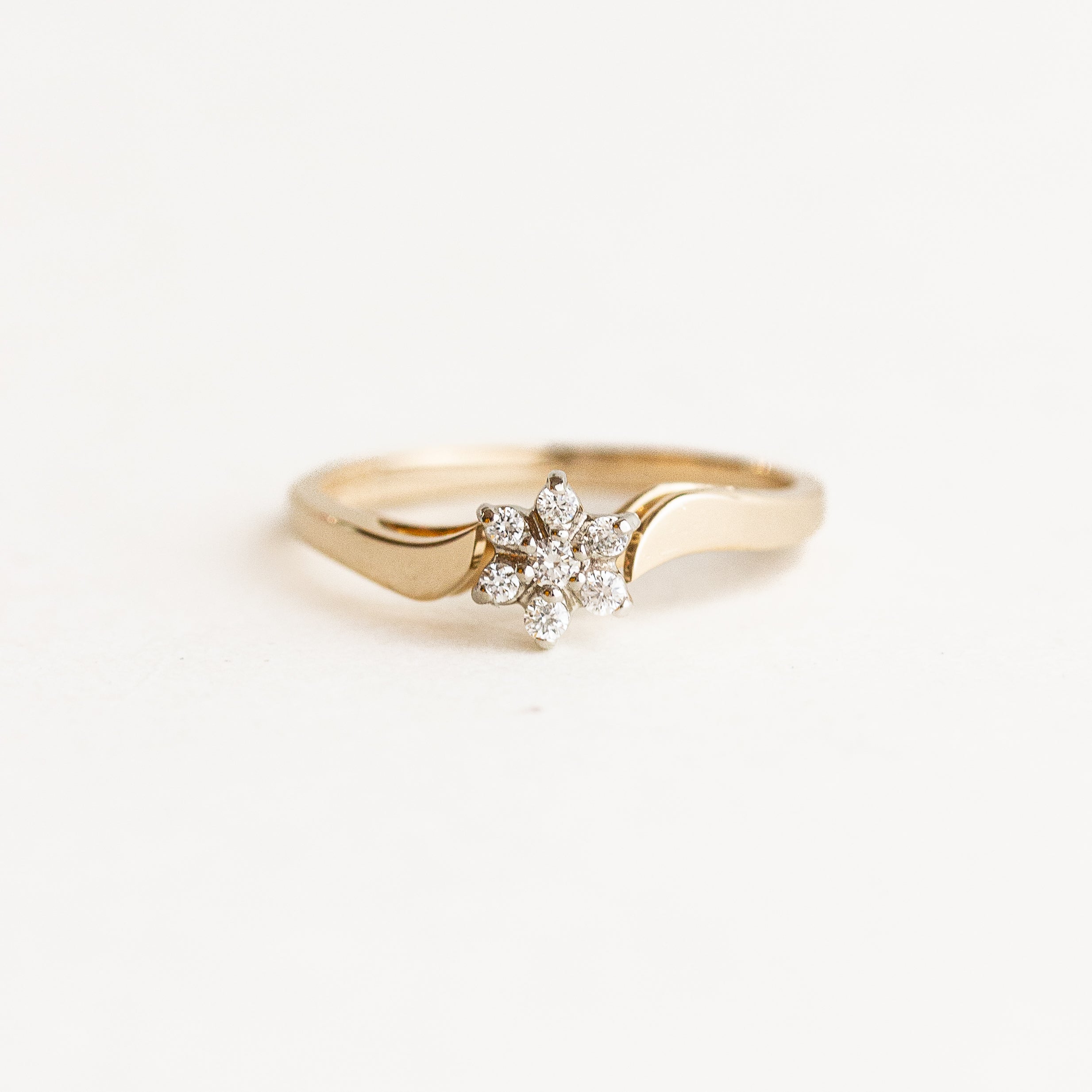 Vintage Bypass Diamond Cluster Engagement Ring