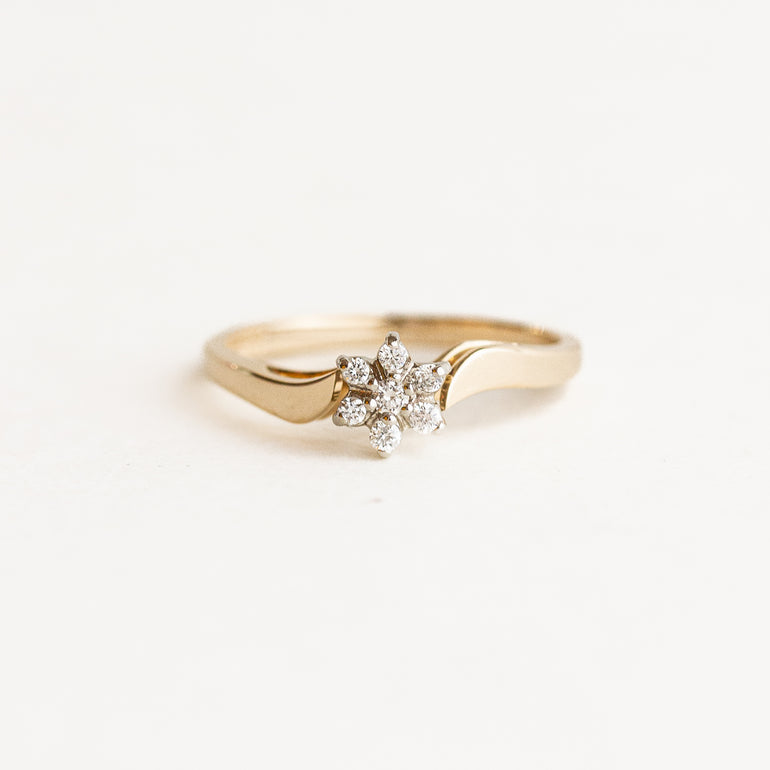Vintage Bypass Diamond Cluster Engagement Ring