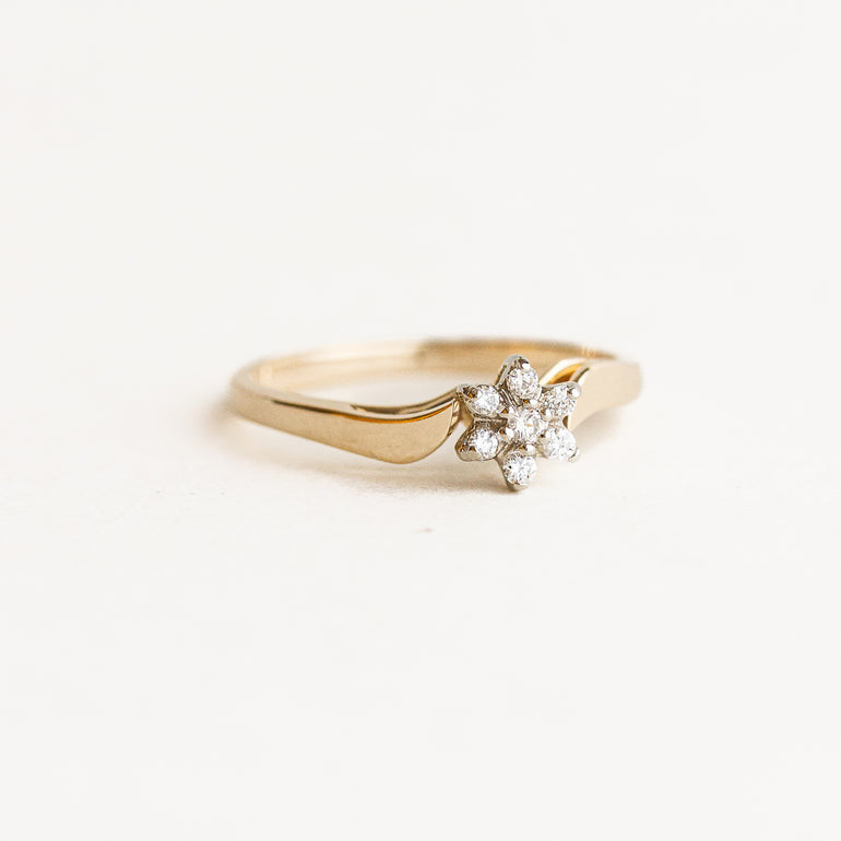Vintage Bypass Diamond Cluster Engagement Ring