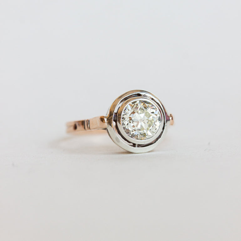 Vintage European Cuz Bezel Engagement Ring
