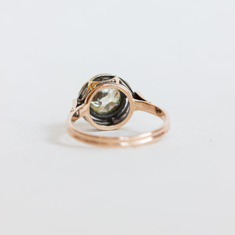 Vintage European Cut Diamond Bezel Engagement Ring