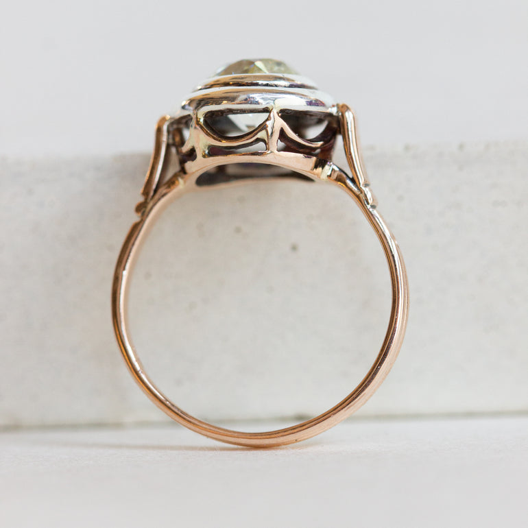 Vintage European Cut Diamond Bezel Engagement Ring