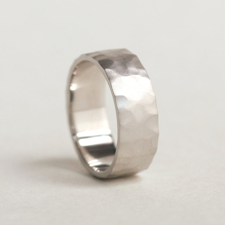 hammered matte texture wedding band