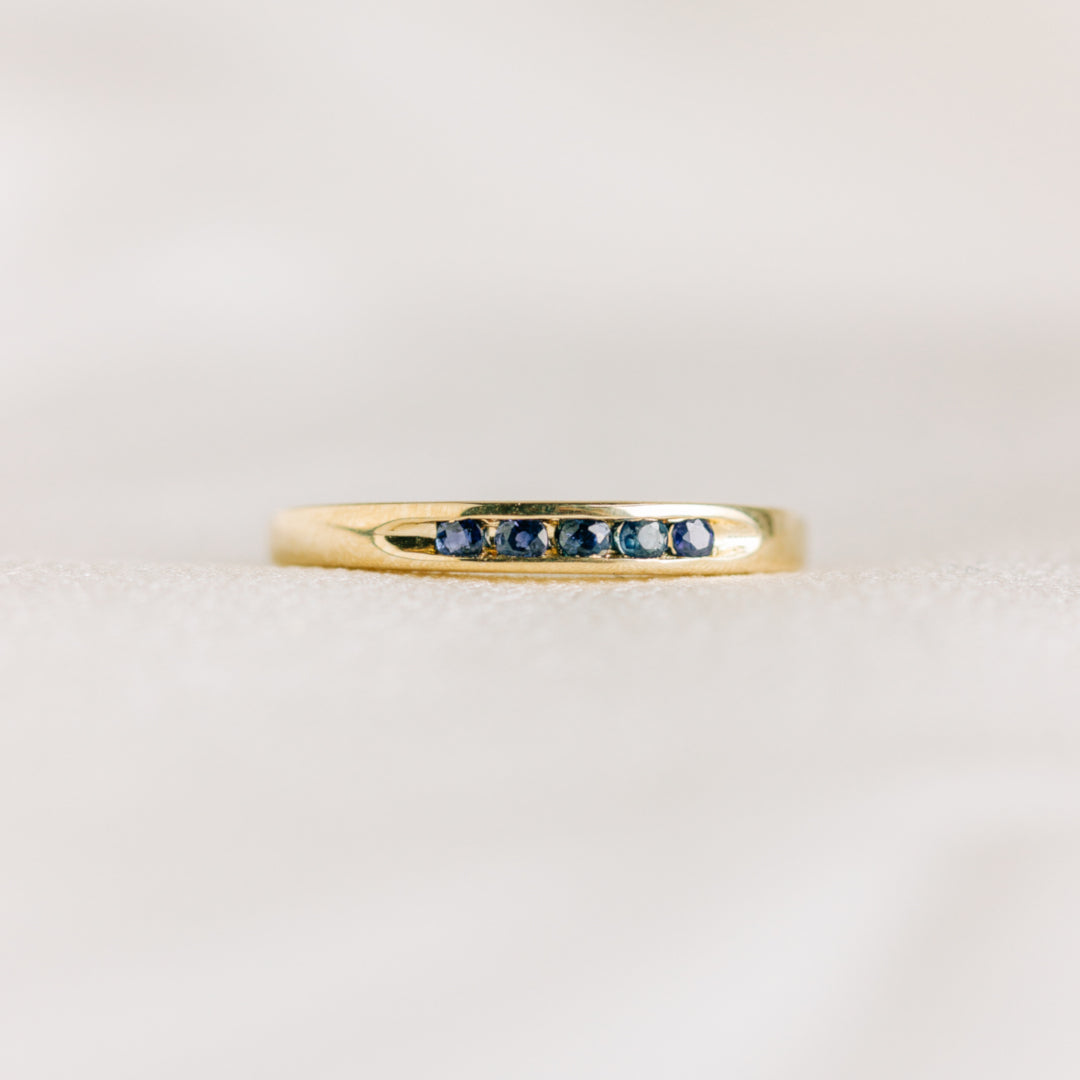 Blue Sapphire Wedding Band - The Raye Ring - Evorden