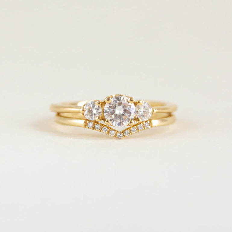 Three-Stone Diamond Engagement Ring in 14K Yellow Gold
